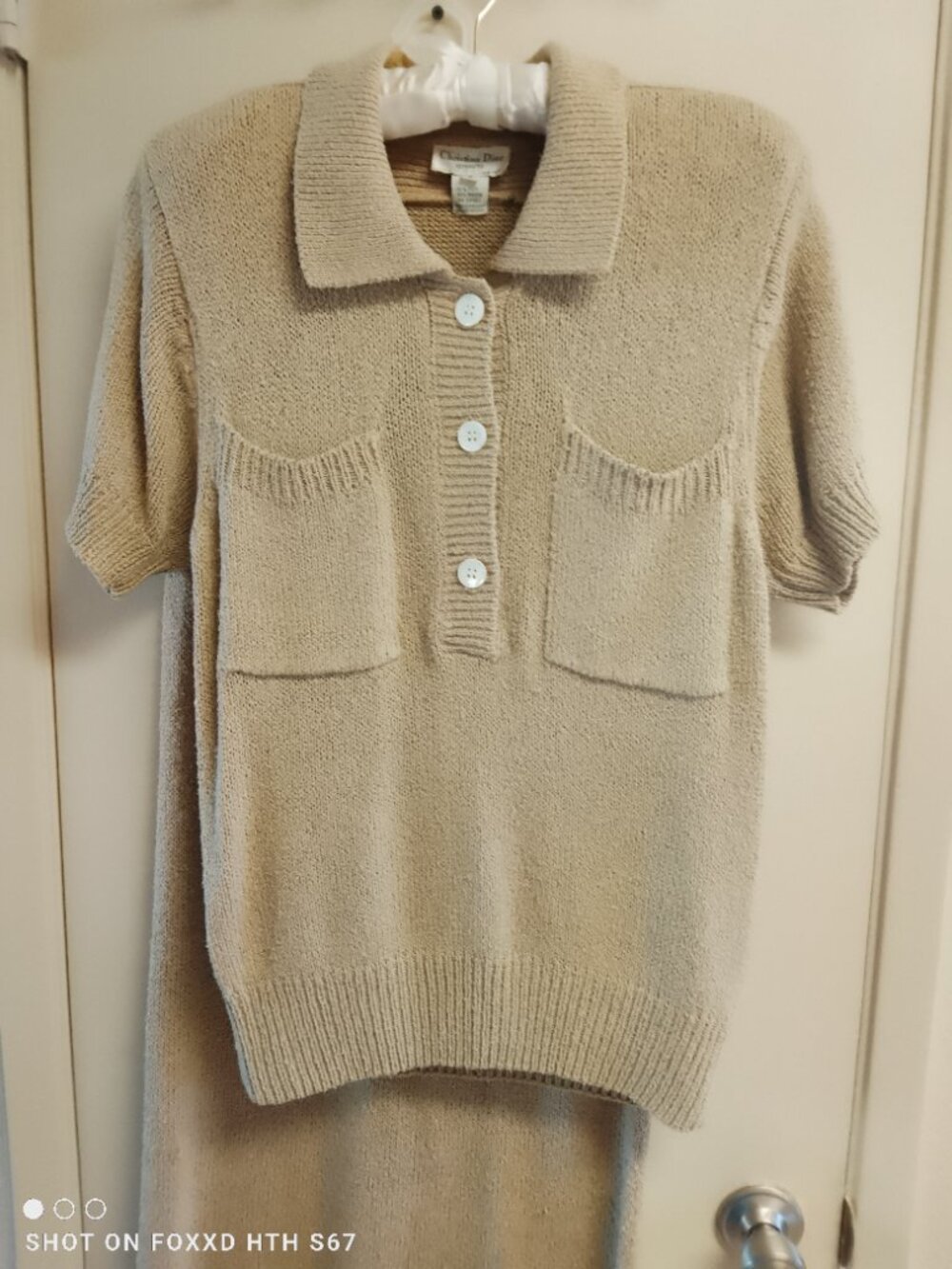 Vintage Christian Dior Separates 3 pc Tan Sweater Skirt Set Small - Picture 8 of 16